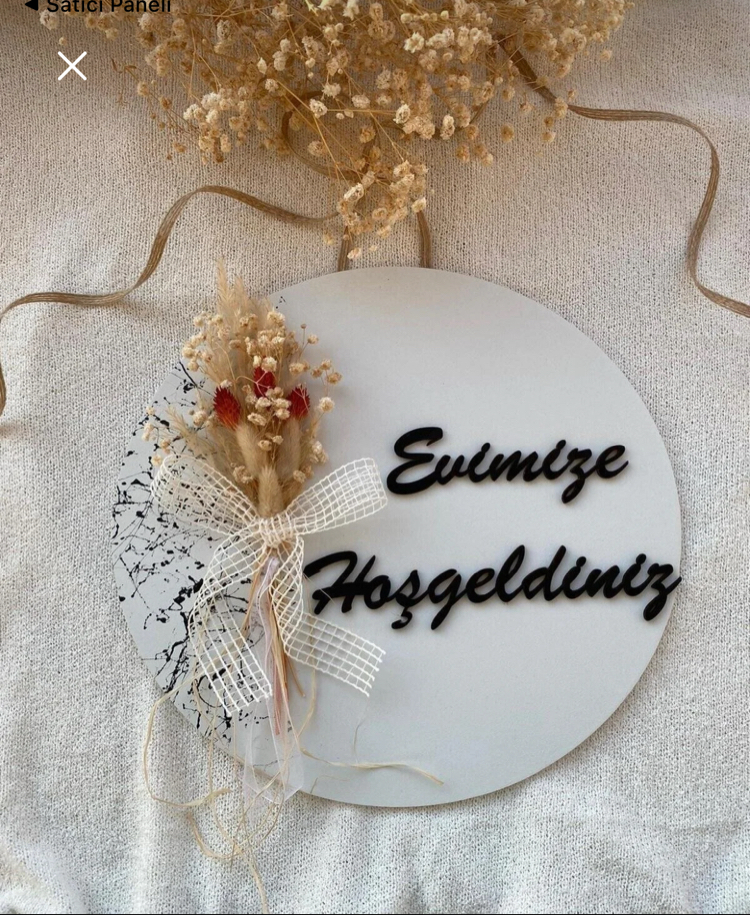 Ahşap Kapı Süsü Evimize Hoşgeldiniz 30 cm