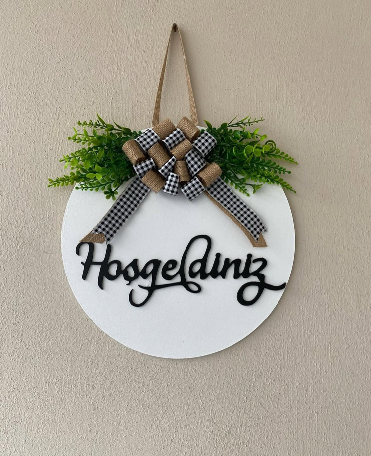 Ahşap Kapı Süsü Hoşgeldiniz 30 cm