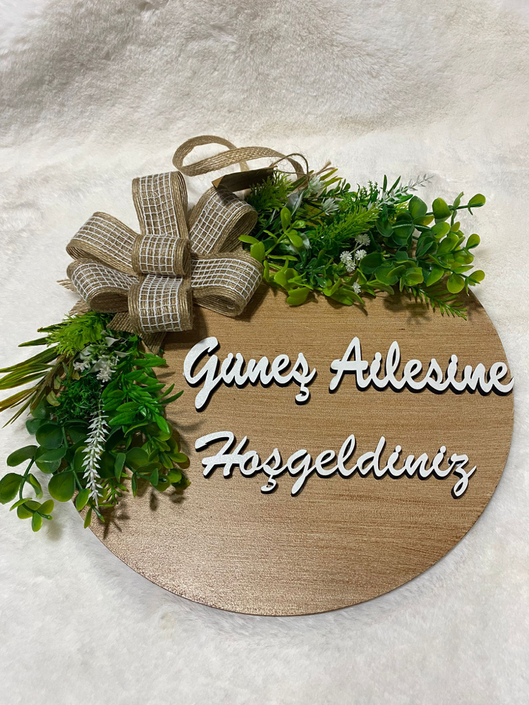 Ahşap Kapı Süsü özel yazı 30 cm