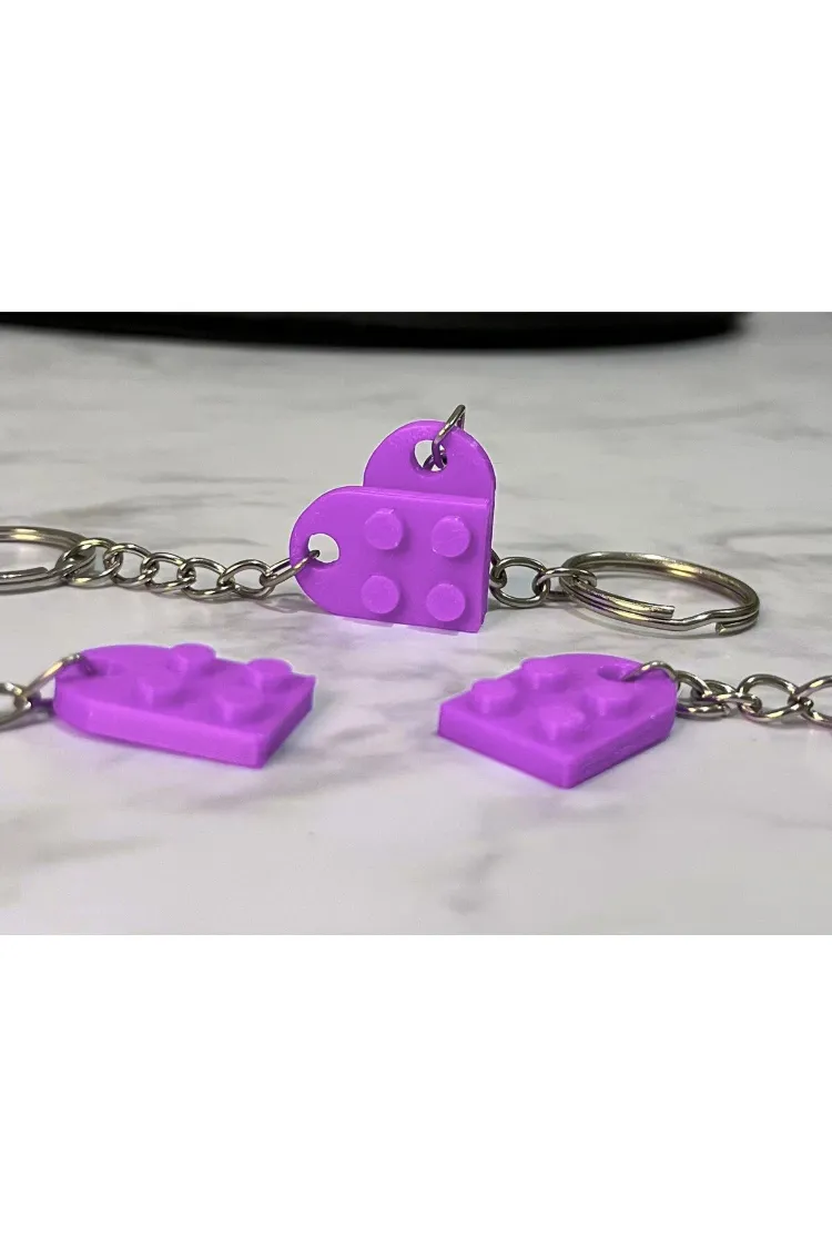 Birleşince Kalp Olan Lego Anahtarlık – 2 Parça Set | Hediyelik & Çanta Süsü