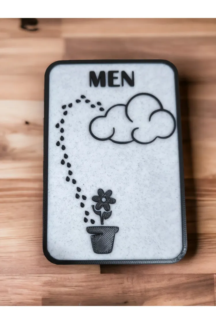 Esprili WC Kapı İşareti Seti | 3D Baskı PLA Plastik | Banyo Tuvalet Kapı Süsü 12x8 cm