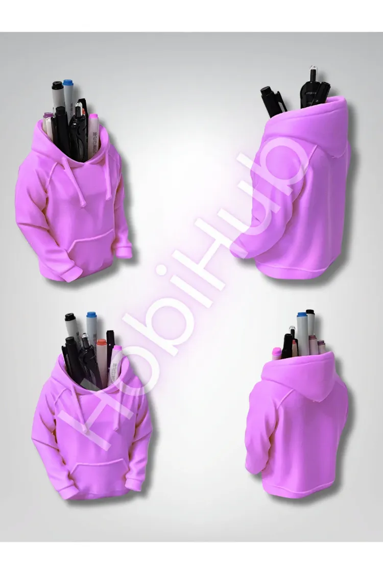 Kapüşonlu Sweatshirt Figürlü 3D Baskı Masaüstü Kalemlik | PLA | 10,5 cm