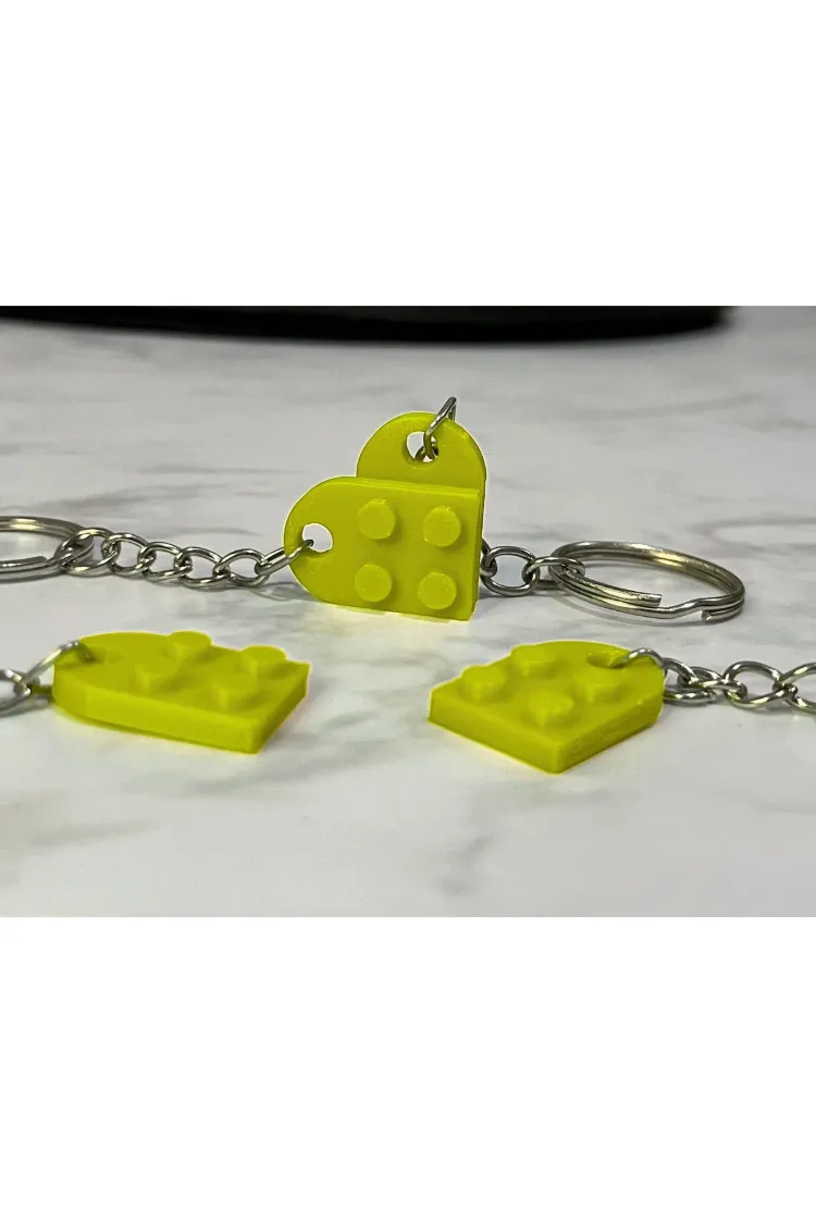Birleşince Kalp Olan Lego Anahtarlık – 2 Parça Set | Hediyelik & Çanta Süsü