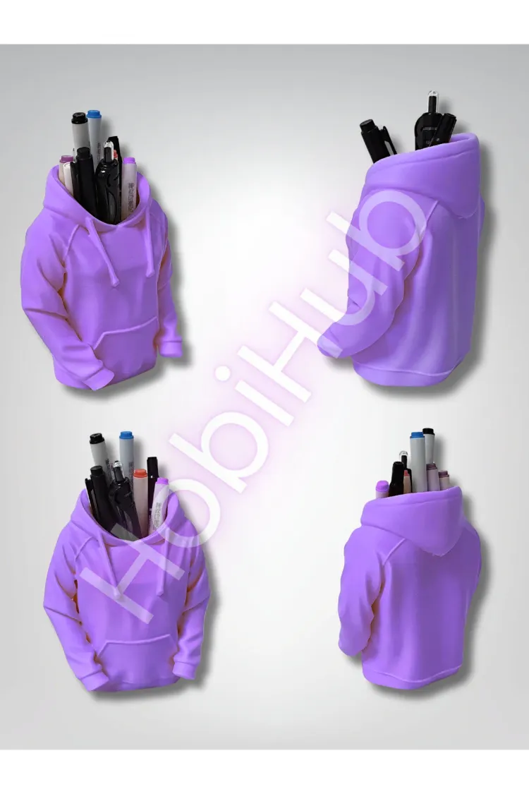 Kapüşonlu Sweatshirt Figürlü 3D Baskı Masaüstü Kalemlik | PLA | 10,5 cm
