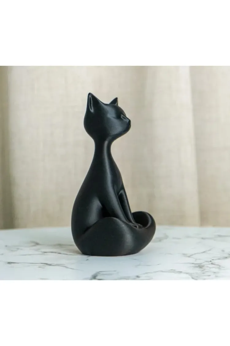 Dekoratif Yoga Yapan Kedi Biblosu – 13 cm Meditasyon Figürü