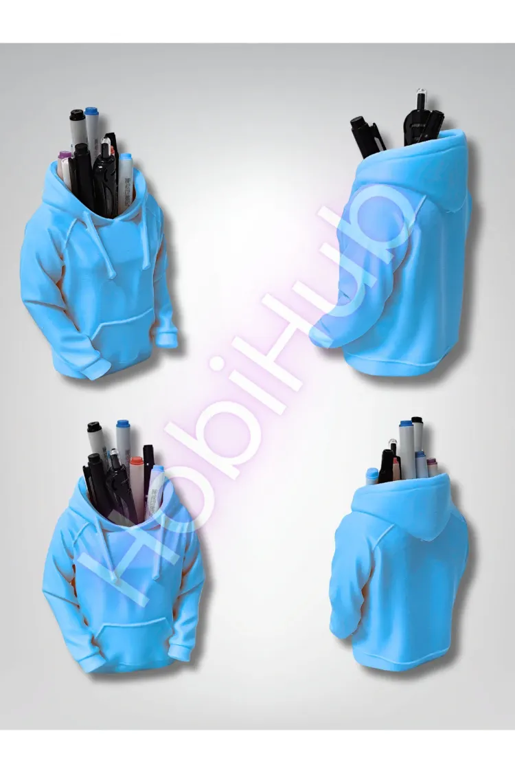 Kapüşonlu Sweatshirt Figürlü 3D Baskı Masaüstü Kalemlik | PLA | 10,5 cm