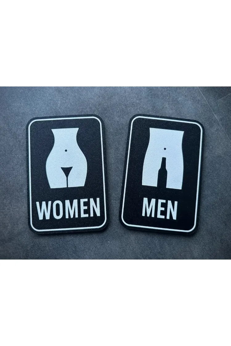 Kadın Erkek WC Kapı Sembolü – 2 Parça | 15x10cm | PLA Malzeme