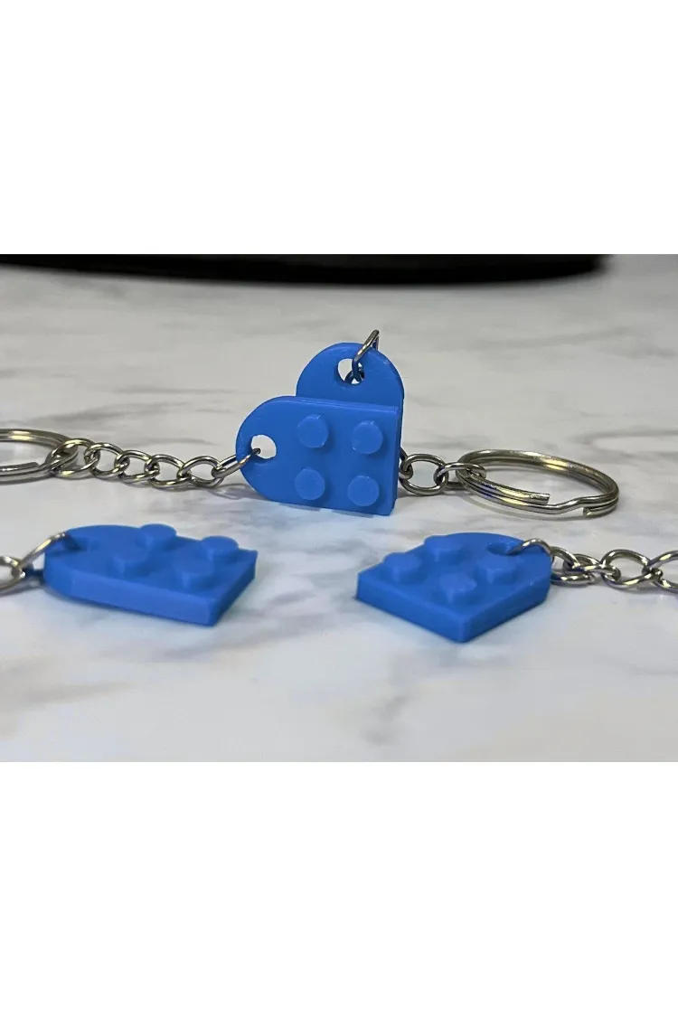 Birleşince Kalp Olan Lego Anahtarlık – 2 Parça Set | Hediyelik & Çanta Süsü