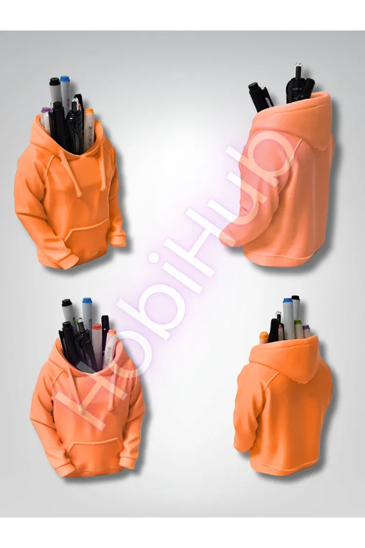 Kapüşonlu Sweatshirt Figürlü 3D Baskı Masaüstü Kalemlik | PLA | 10,5 cm