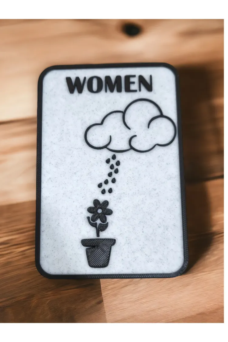 Esprili WC Kapı İşareti Seti | 3D Baskı PLA Plastik | Banyo Tuvalet Kapı Süsü 12x8 cm