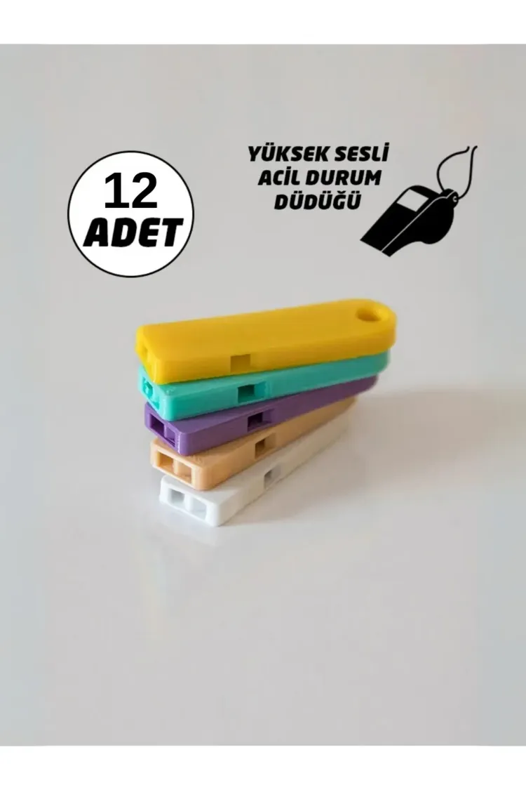 Yüksek Desibel Acil Durum ve Deprem Düdüğü | 12 Adet Renkli Gönderim
