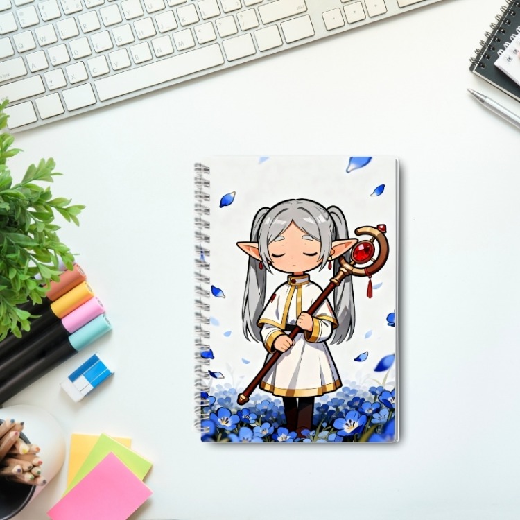 Anime Frieren Sert Kapak Defter | Spiral Ciltli Anime Defteri | Fantasy Anime Kırtasiye