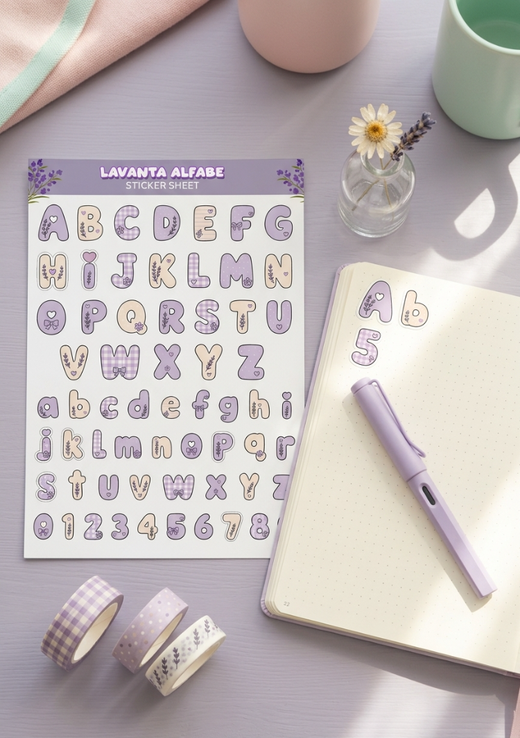 Lavanta Temalı Sticker ve Scrapbook Seti