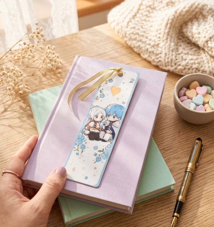 Frieren Anime Kitap Ayracı Kawaii Chibi Tasarım PVC Kaplama Ayraç