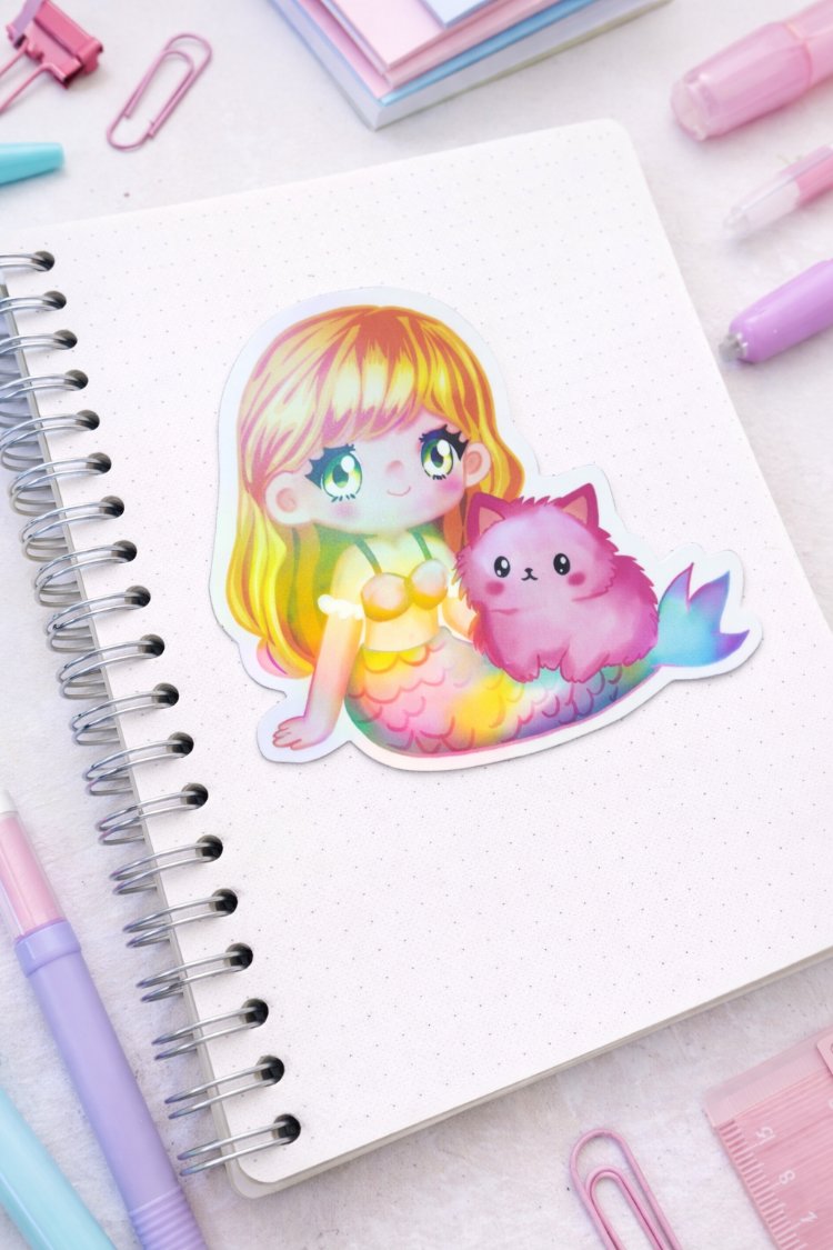 Holografik Kawaii Deniz Kızı