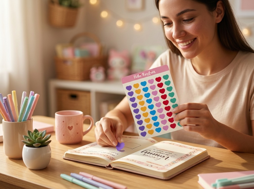 Kalp Sticker Sheet A6 | Renkli Kalp Planner Sticker | Bullet Journal Sticker | Hobi Keyfim