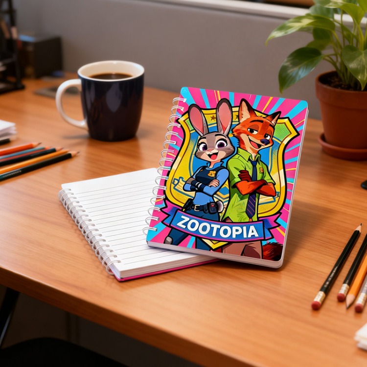 Zootopia Nick ve Judy Renkli Spiral Defter - Zootopia Spiralli Defter