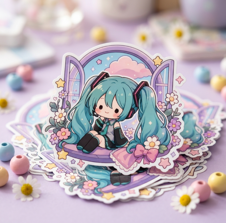 Hatsune Miku Sticker – Kawaii Anime Tasarımı