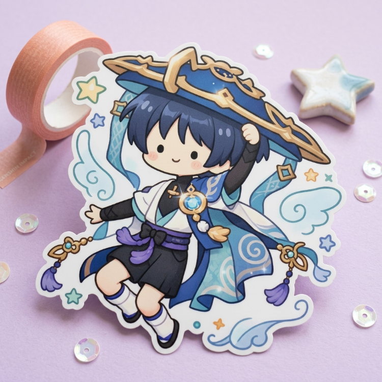 Genshin Impact Wanderer Kawaii Sticker | Anime Sticker | Laptop & Defter Stickerı
