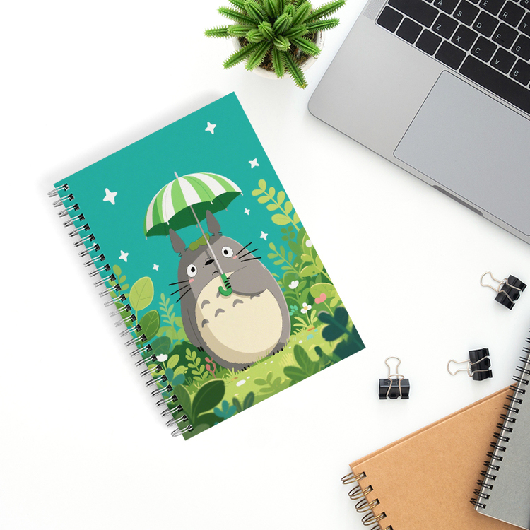 Totoro Sert Kapal Spiral Defter – Sevimli Anime Karakterli Çizim Defteri