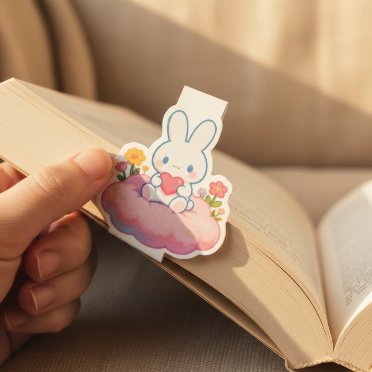Sevimli Tavşan Temalı Manyetik Kitap Ayracı - Kawaii Tasarım