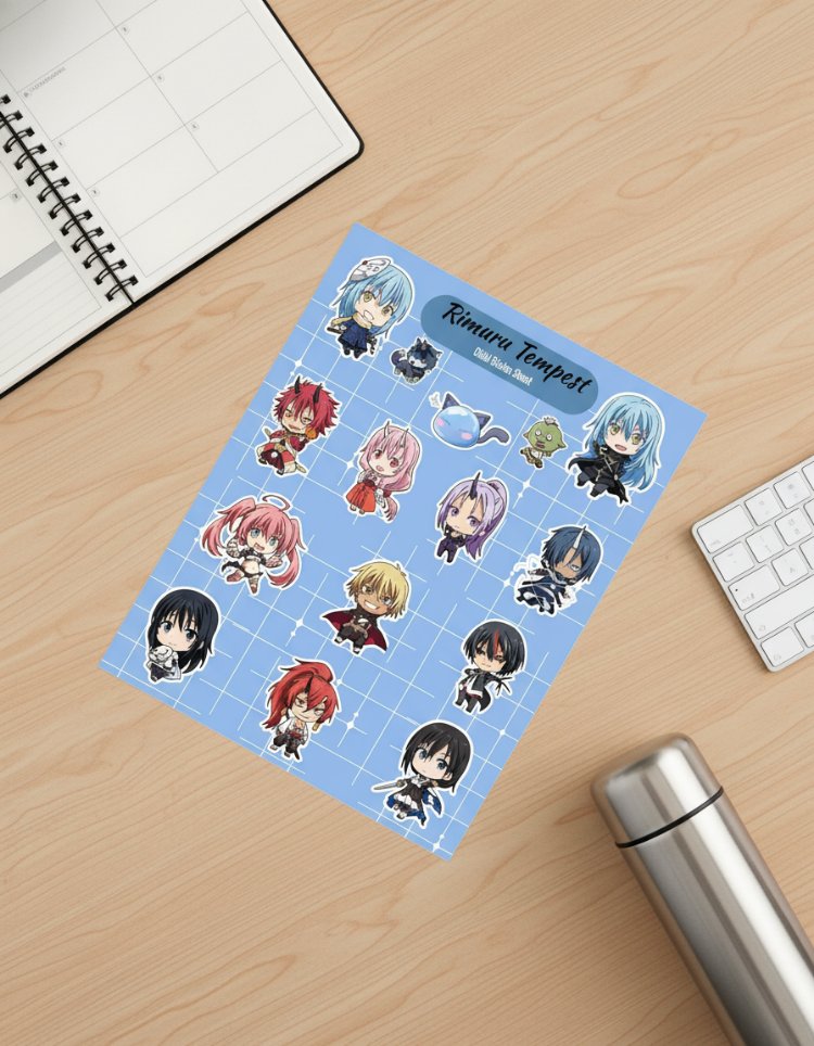 Rimuru Tempest Chibi Sticker Sayfası - Vinil Anime Çıkartma Seti