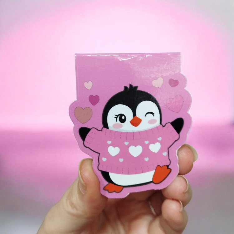 Mıknatıslı Penguen Kitap Ayracı – Sevimli Kawaii Tasarım, Kalp Detaylı