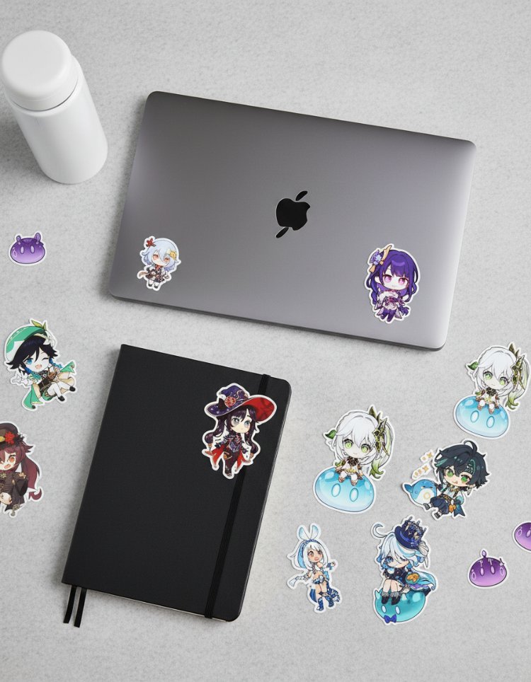Genshin Impact Chibi Sticker Sayfası - Vinil Anime Çıkartma Seti