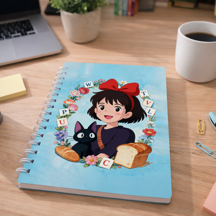 Kiki's Delivery Service Tasarımlı Spiralli Defter - Studio Ghibli Anime Defteri