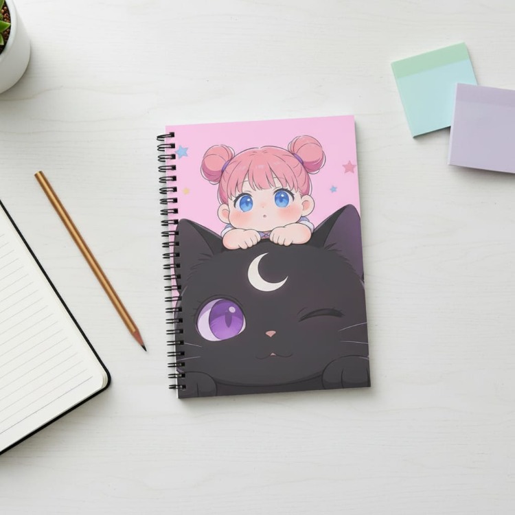 Kawaii Anime Defter A5 | Sevimli Anime Spiral Defter | Anime Kırtasiye