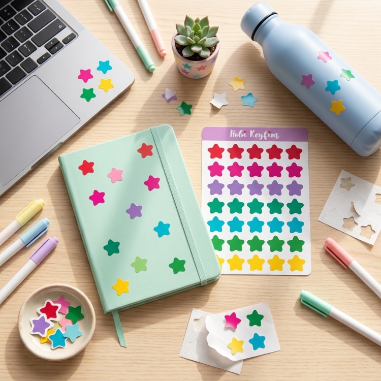 Yıldız Sticker Sheet A6 | Renkli Planner ve Bullet Journal Sticker | Hobi Keyfim