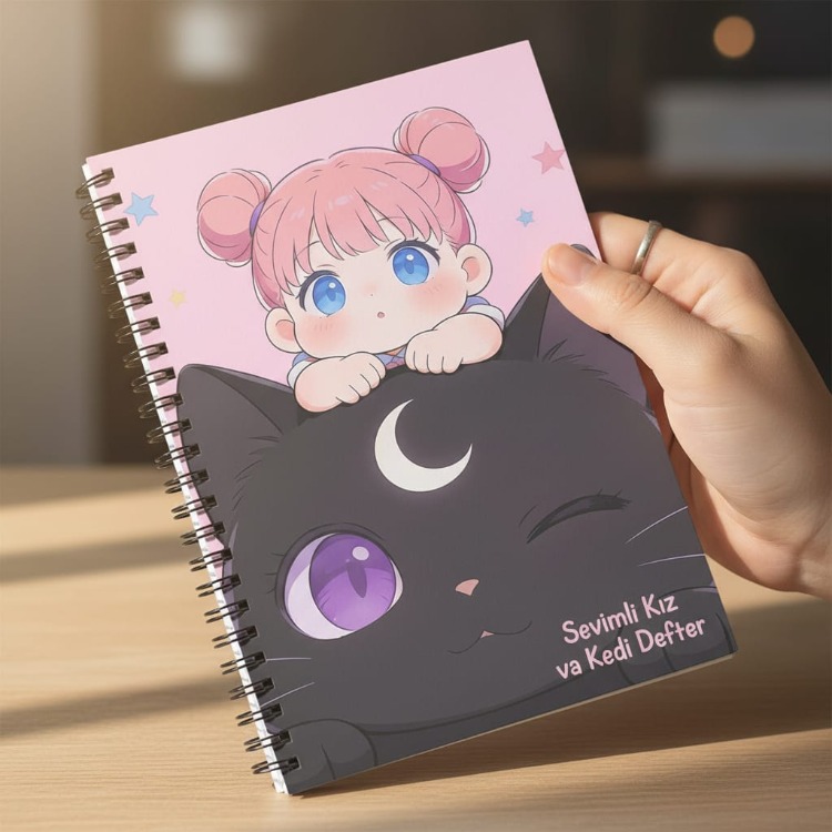 Kawaii Anime Defter A5 | Sevimli Anime Spiral Defter | Anime Kırtasiye