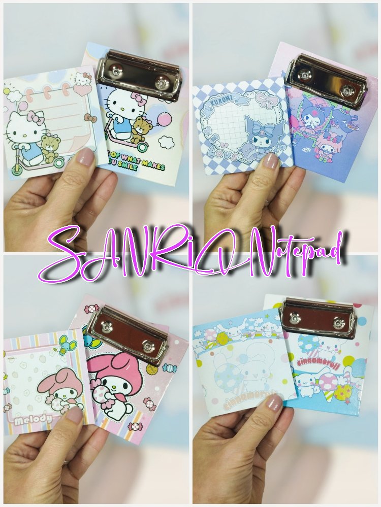 Sanrio Karakterli Mini Klipsli Not Defteri - Hello Kitty, My Melody, Kuromi, Cinnamoroll
