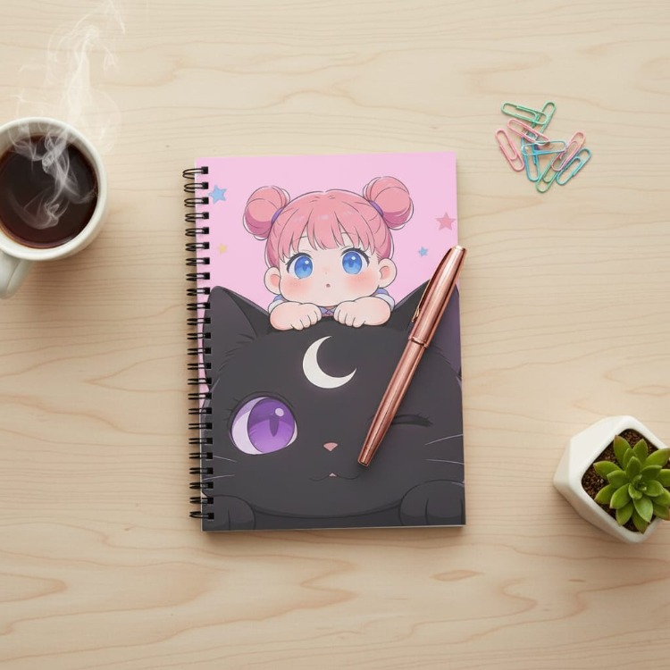 Kawaii Anime Defter A5 | Sevimli Anime Spiral Defter | Anime Kırtasiye