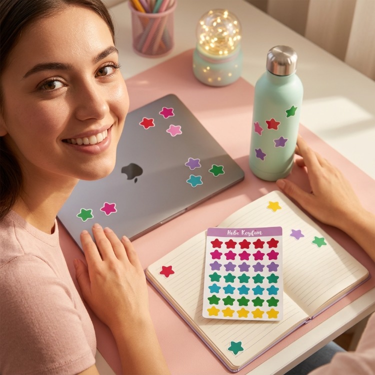 Yıldız Sticker Sheet A6 | Renkli Planner ve Bullet Journal Sticker | Hobi Keyfim