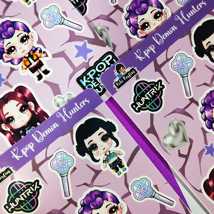 K pop Huntrix Chibi Sticker Seti (Rumi, Mira, Zoey) - K-Pop Demon Hunters Çıkartmalar
