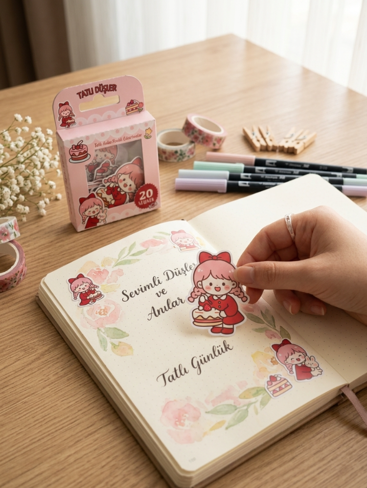 Tatlı Düşler Sticker Seti | 20'li Kawaii Die Cut Sticker