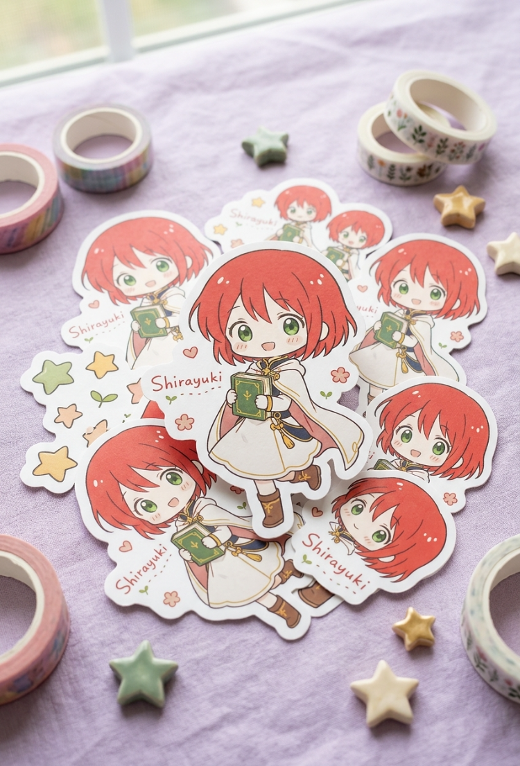 Akagami no Shirayukihime Shirayuki Chibi Sticker | Suya Dayanıklı Anime Sticker