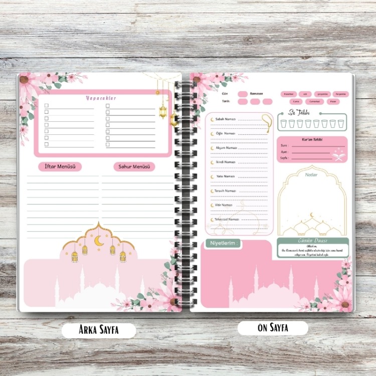 Ramazan Planlayıcı Spiralli Defter - Çiçek Temalı Ramazan Ajandası