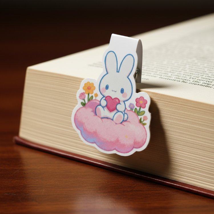Sevimli Tavşan Temalı Manyetik Kitap Ayracı - Kawaii Tasarım