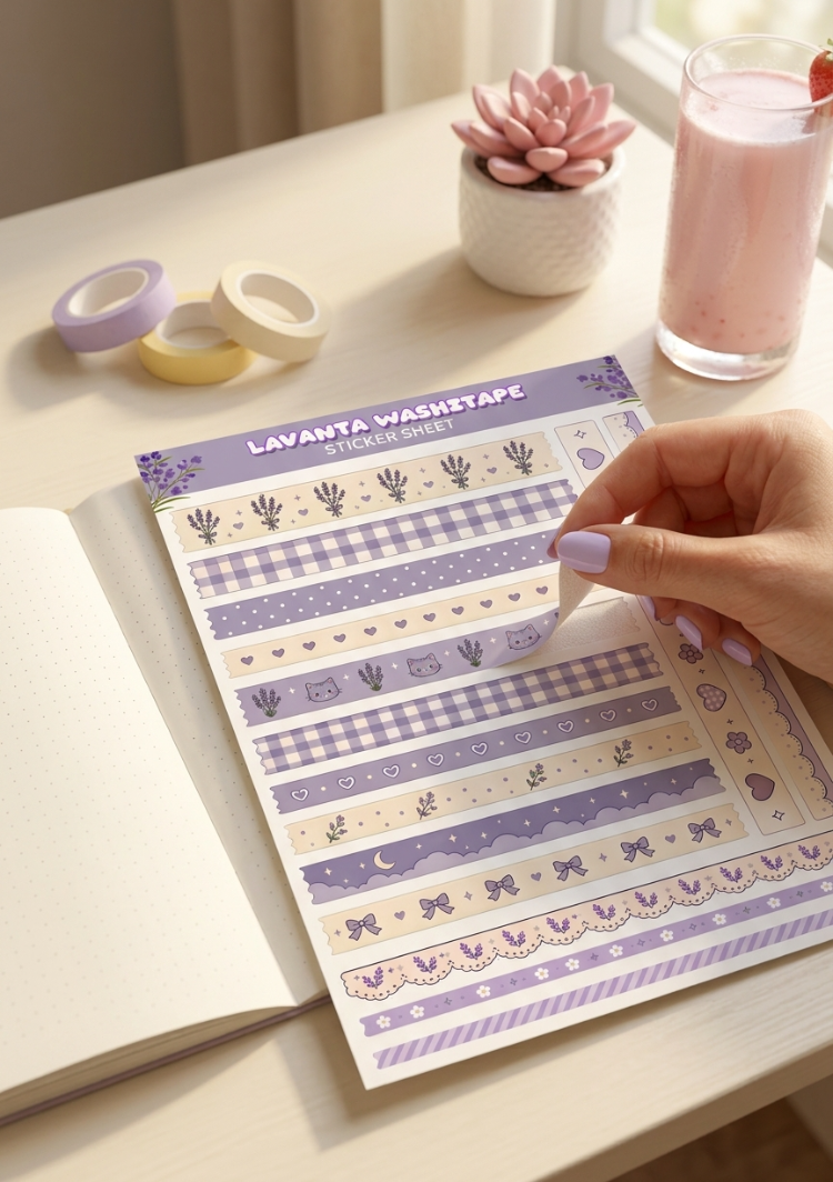 Lavanta Temalı Sticker ve Scrapbook Seti