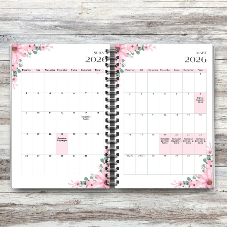 Ramazan Planlayıcı Spiralli Defter - Çiçek Temalı Ramazan Ajandası