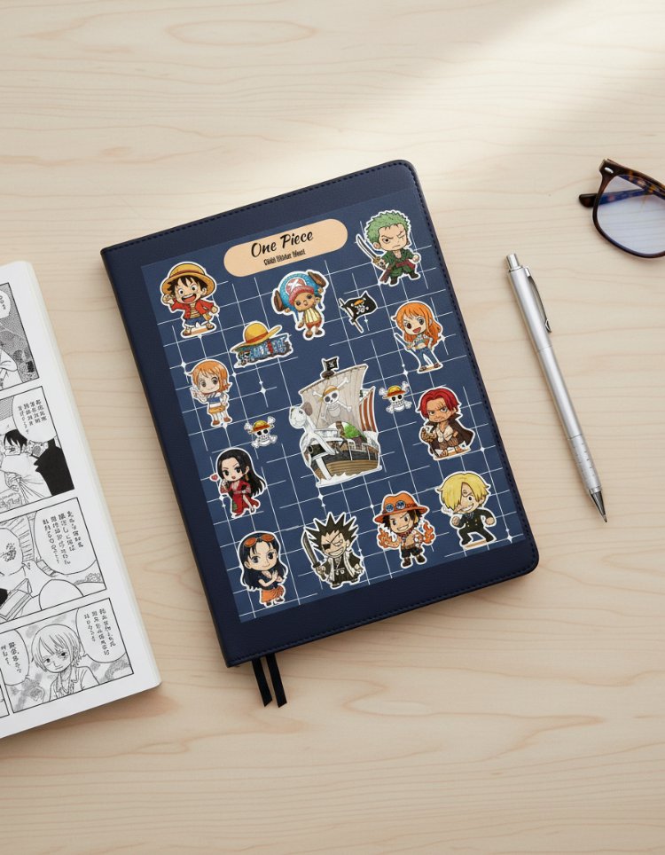 One Piece Chibi Sticker Sayfası - Hasır Şapka Tayfası Vinil Çıkartma Seti (A5/A6)