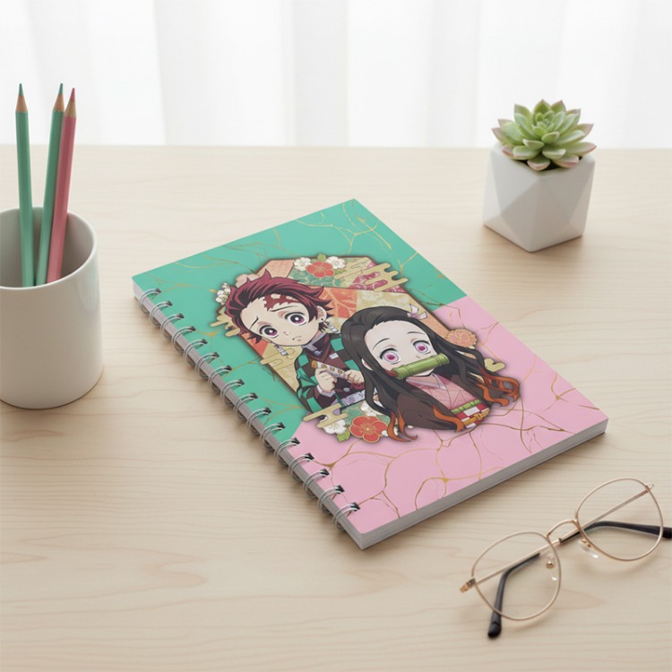 Demon Slayer Anime Defter A5 | Kimetsu no Yaiba Spiral Not Defteri | Anime Severlere Özel
