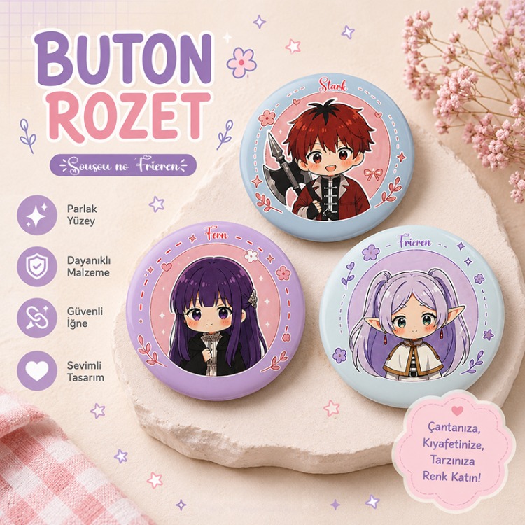 Sousou no Frieren Anime Rozeti – Sevimli Kawaii Tasarım