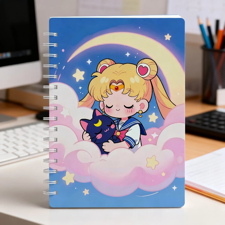 Sailor Moon Ay Savaşçısı Tasarımlı Spiralli Defter - Anime Temalı Defter 