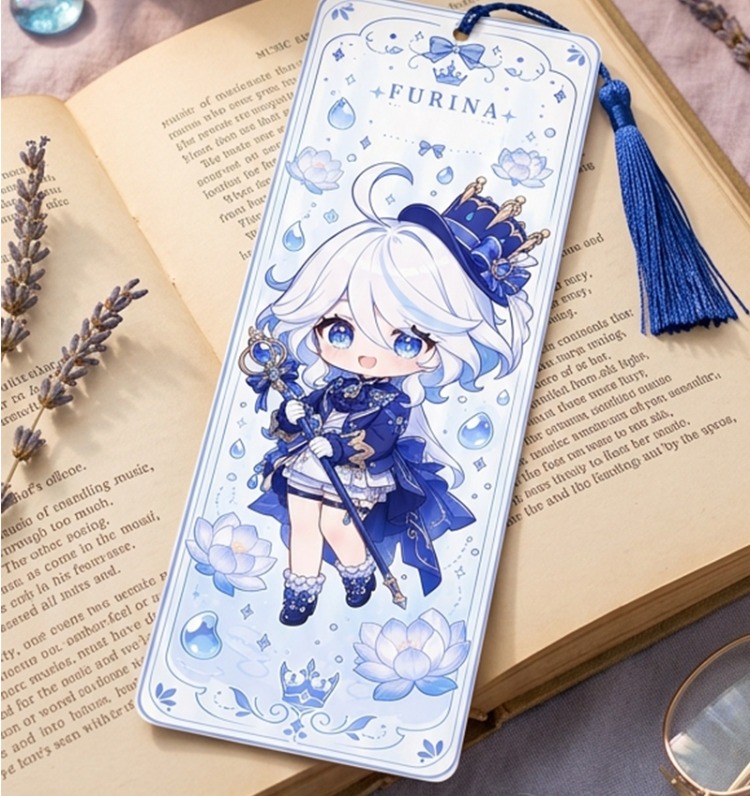 Genshin Impact Furina Tasarımlı Püsküllü PVC Kitap Ayracı
