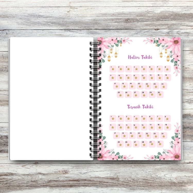 Ramazan Planlayıcı Spiralli Defter - Çiçek Temalı Ramazan Ajandası