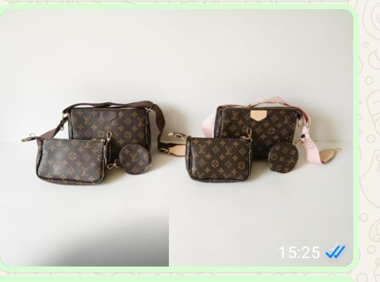 Louis Vuitton Mono Desenli Kalın Askılı 3'lü Omuz Çantası
