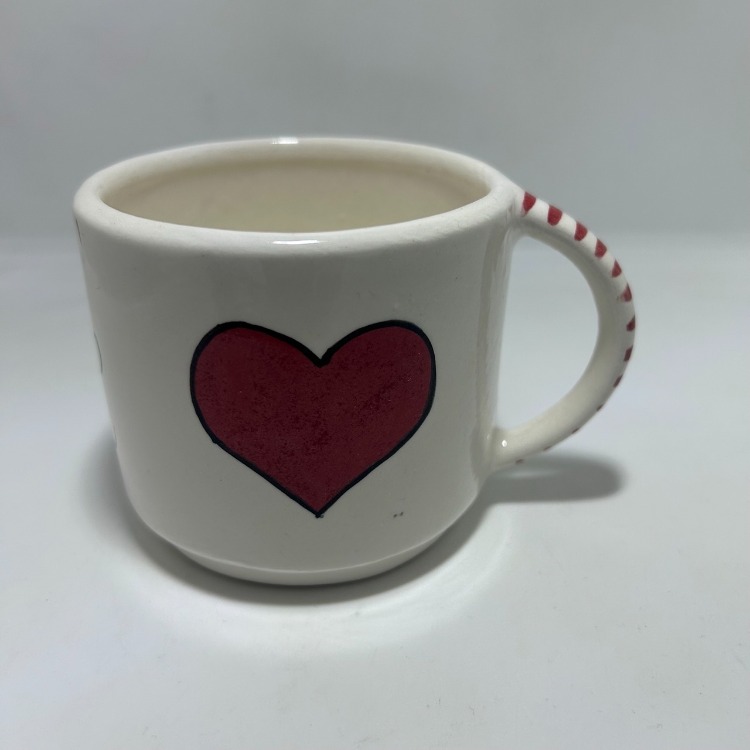 Çini, el boyaması, aşk kalp temalı kupa, love
